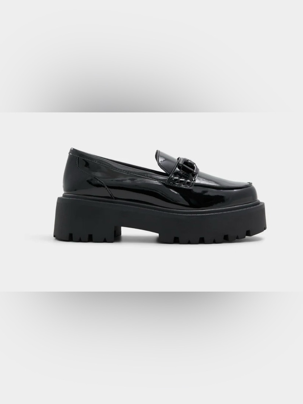Aldo Black Patent Platform Loafers Size 9 - Picture 2 of 16